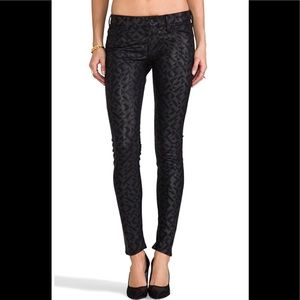 MOTHER “THE LOOKER” Rough Around the Edges Faux Leather Jeans